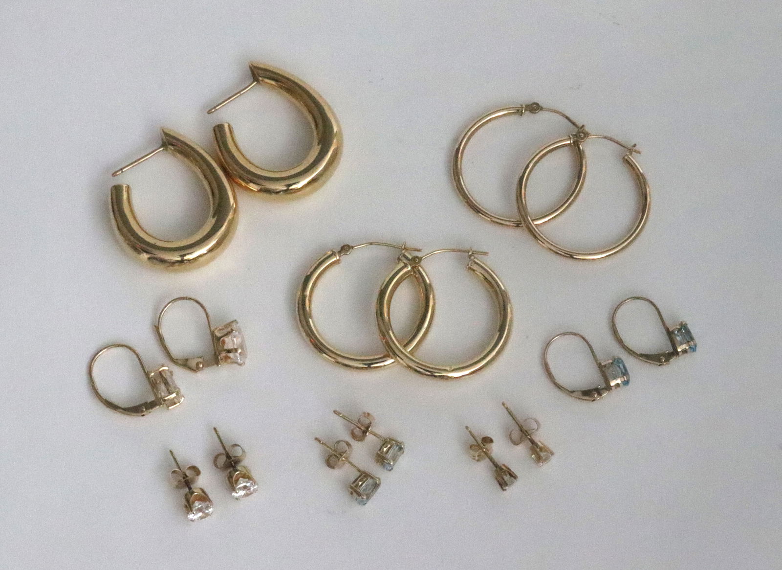 (8) PAIRS GOLD EARRINGS, MOST 14K (1 of 1)