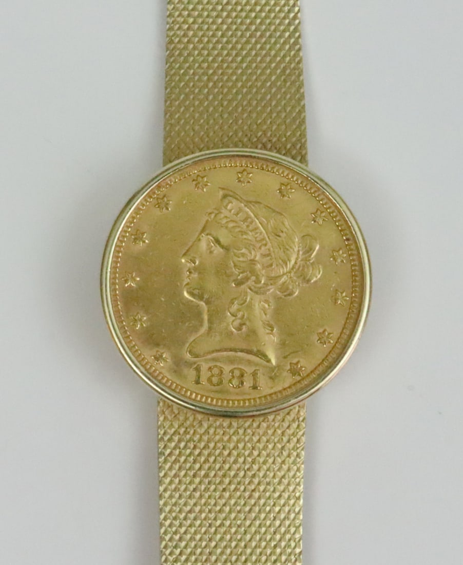 14K GOLD COIN COVERED BRACELET WATCH (1 of 6)