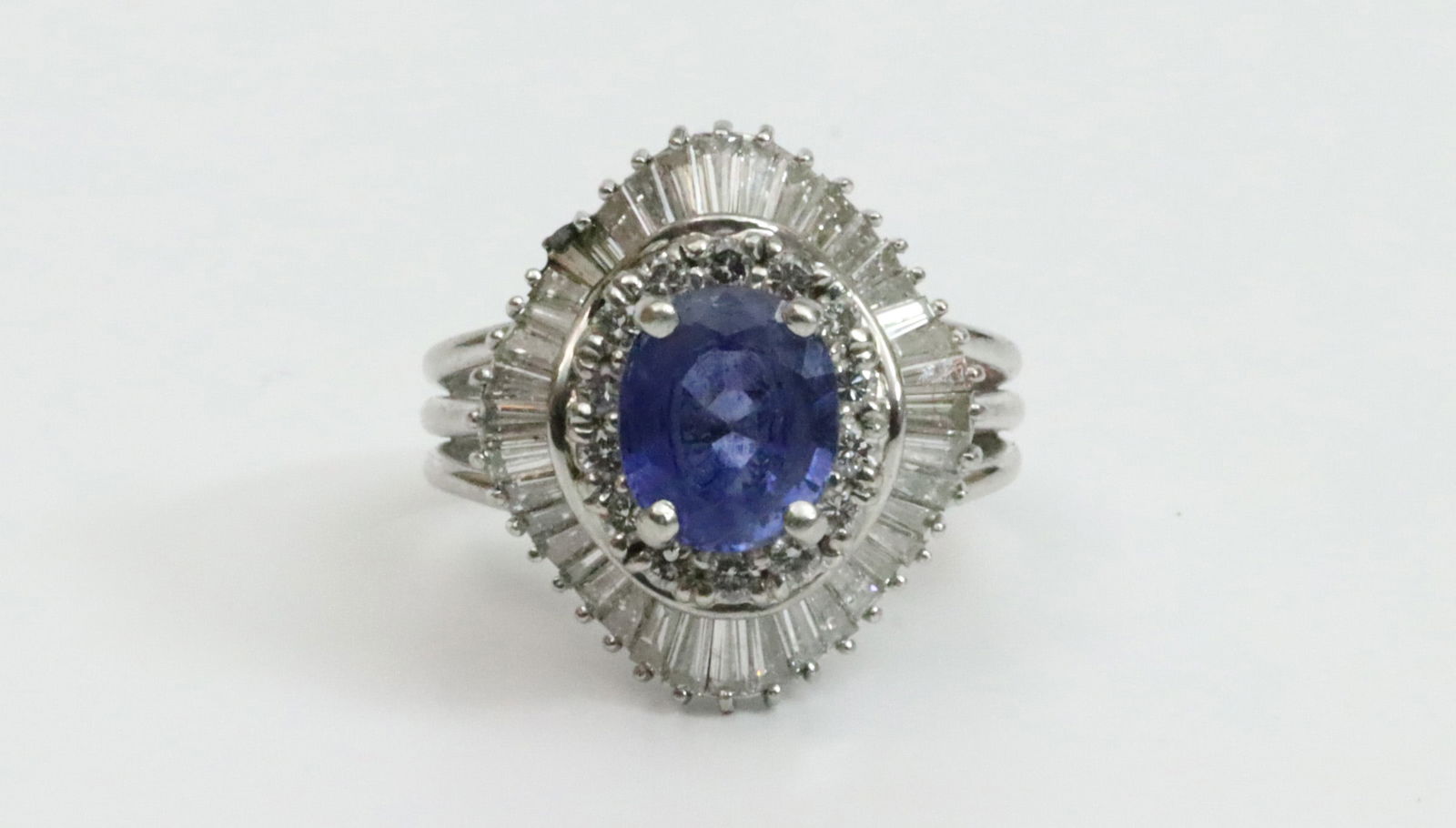 PLATINUM, SAPPHIRE & DIAMOND BALLERINA RING (1 of 5)