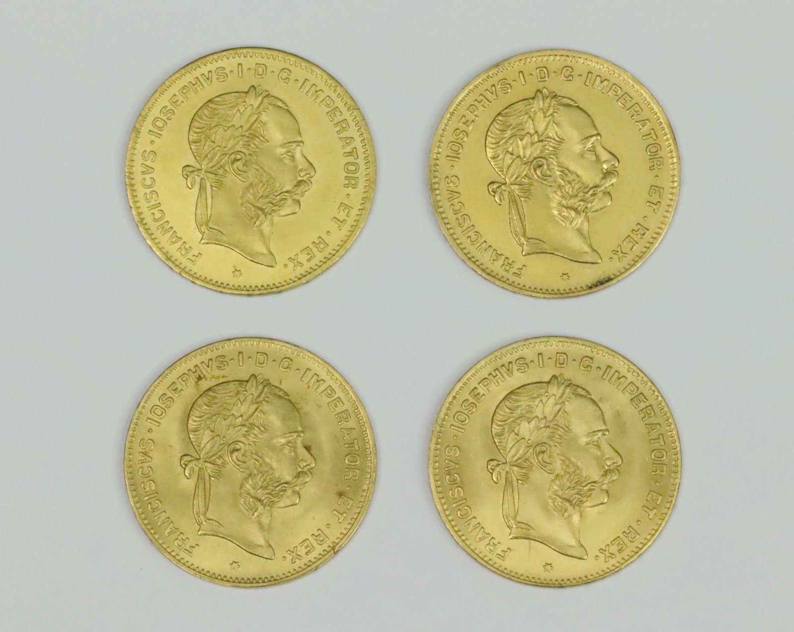 (4) 1892 AUSTRIAN 4 FLORIAN 10 FRANCS GOLD COINS (1 of 2)