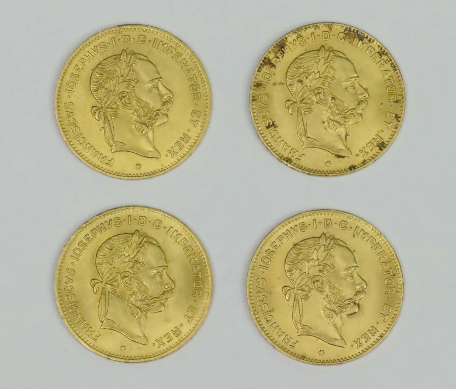 (4) 1892 AUSTRIAN 4 FLORIAN 10 FRANCS GOLD COINS (1 of 2)