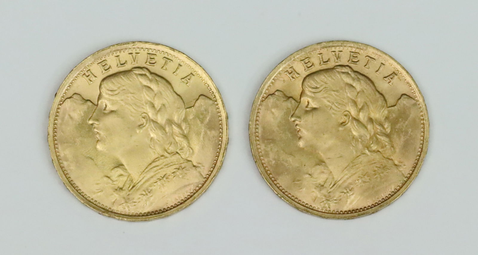 (2) SWISS 20 FRANCS GOLD COINS (1 of 2)