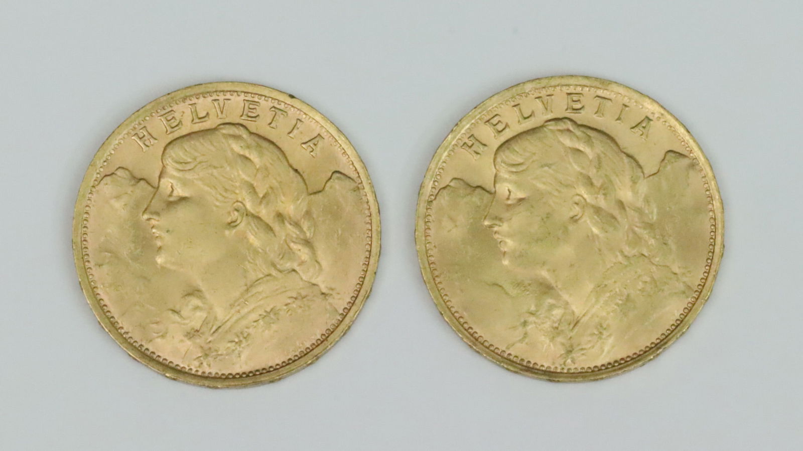 (2) SWISS 20 FRANCS GOLD COINS (1 of 2)
