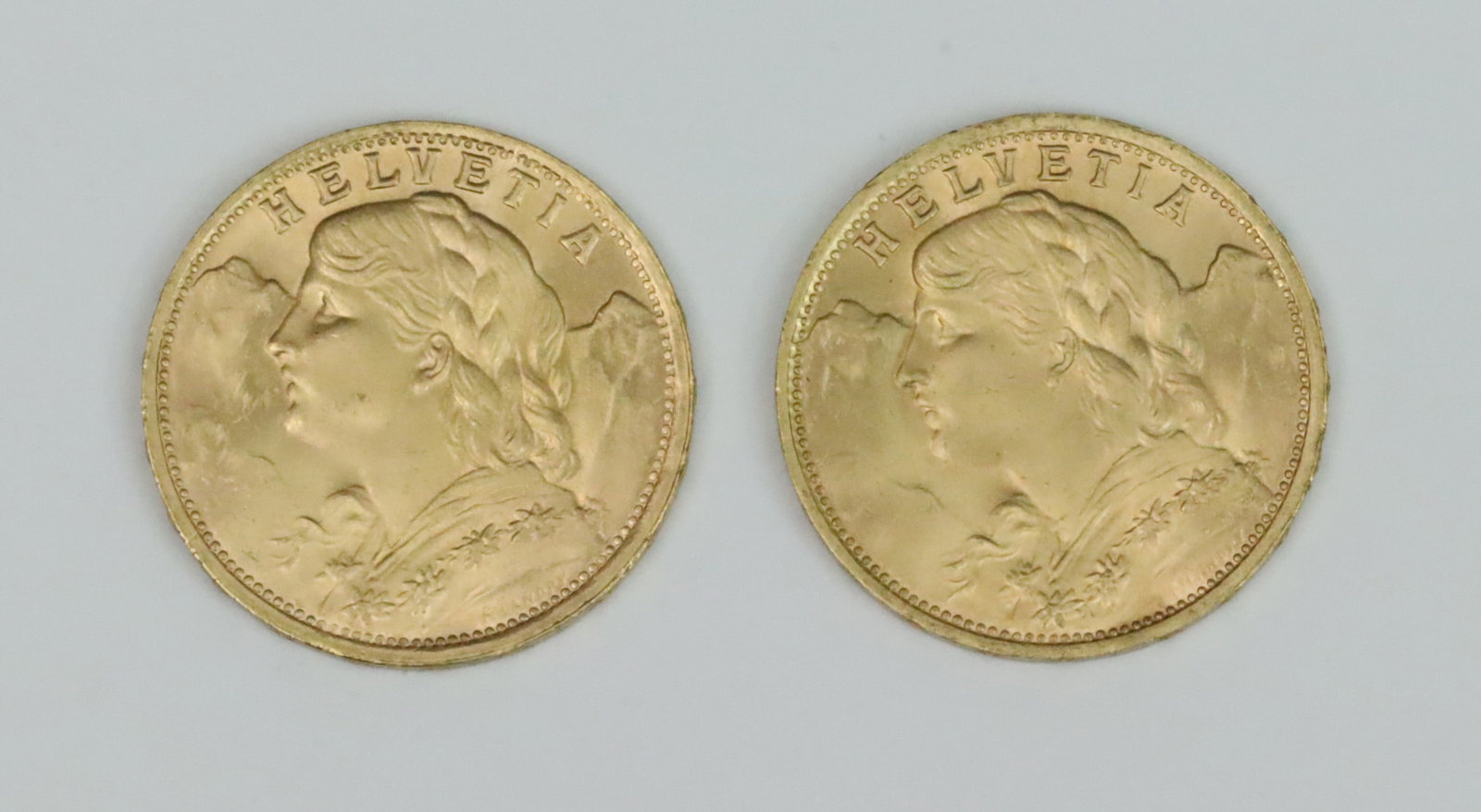 (2) SWISS 20 FRANCS GOLD COINS (1 of 2)