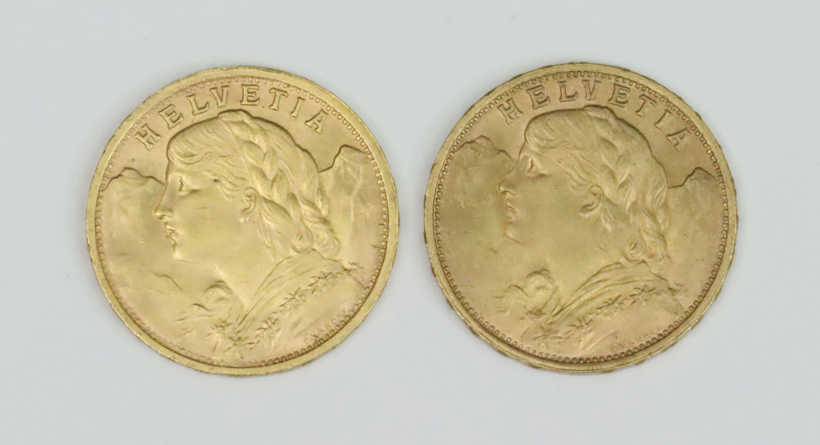 (2) SWISS 20 FRANCS GOLD COINS (1 of 2)