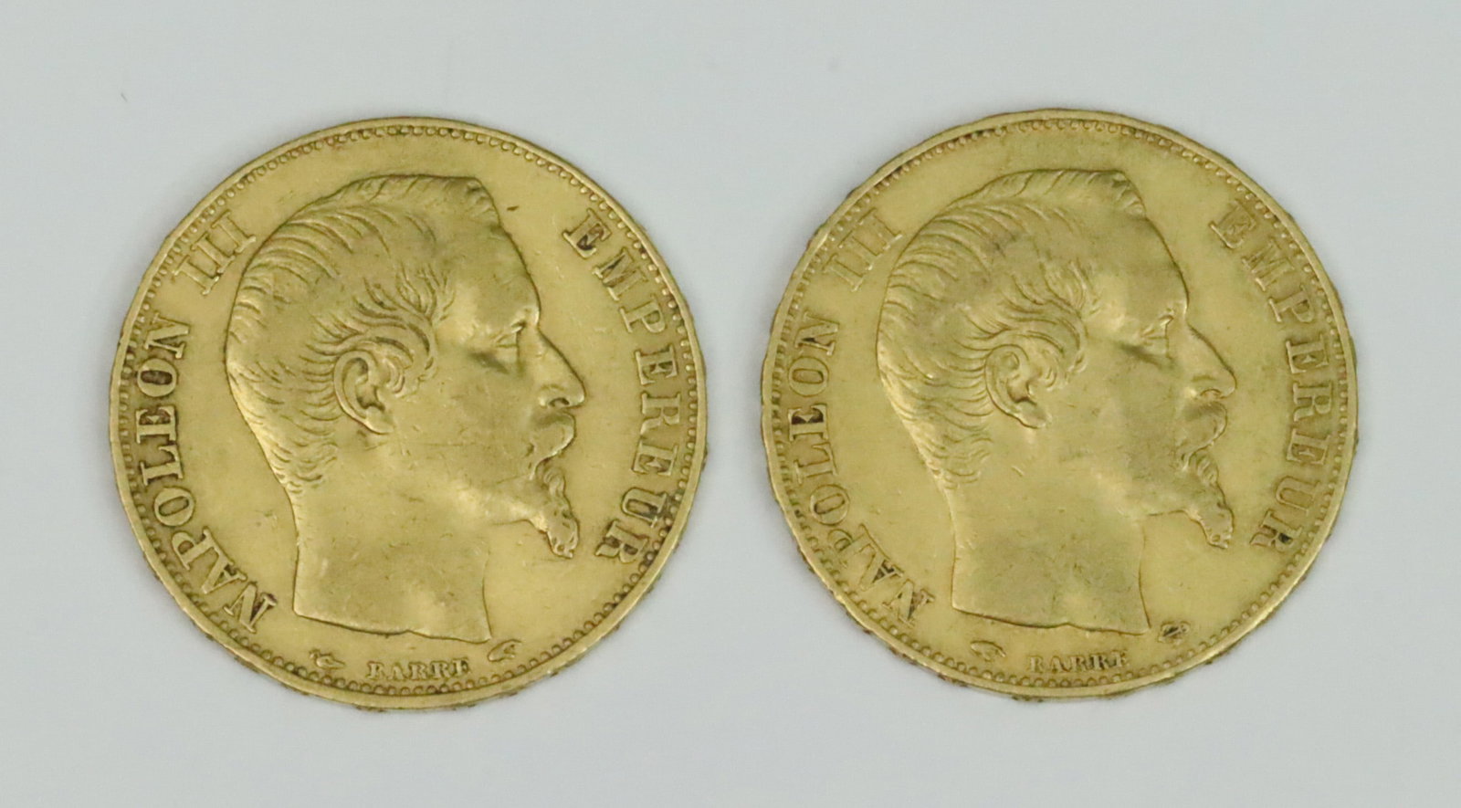 (2) FRENCH NAPOLEON III 20 FRANCS GOLD COINS (1 of 2)