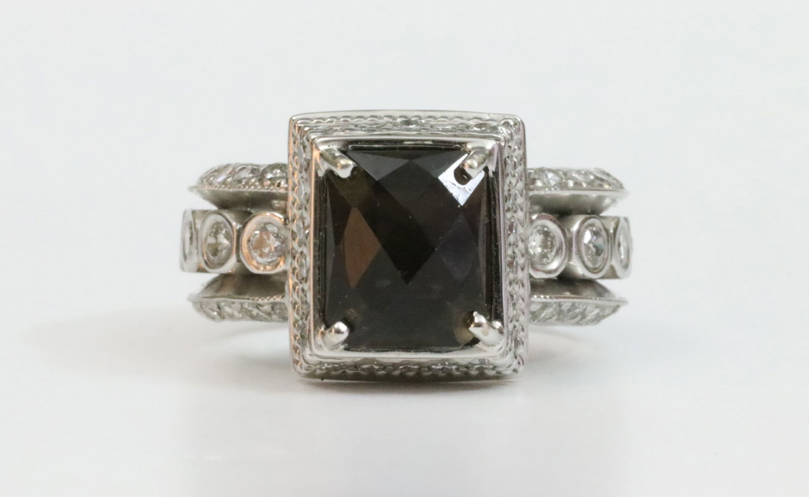 18K SMOKY QUARTZ & DIAMOND RING (1 of 6)