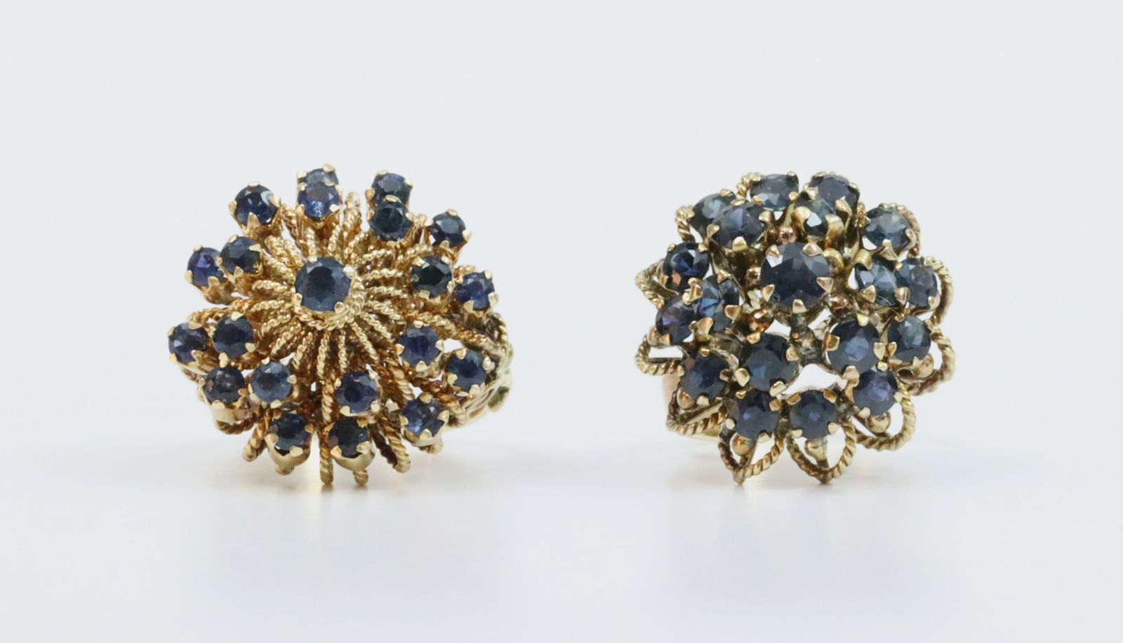 (2) GOLD SAPPHIRE CLUSTER RINGS (1 of 9)