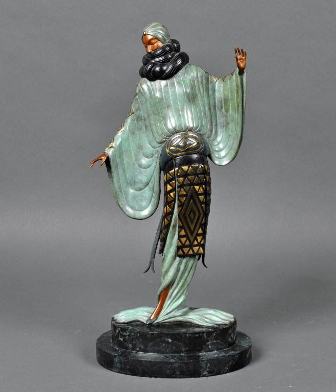 ERTE PATINATED BRONZE - AN EVENING IN 1921: signed, on stepped base marked '182/250 RKP Int. Corp. 1980', with COA, 16in.