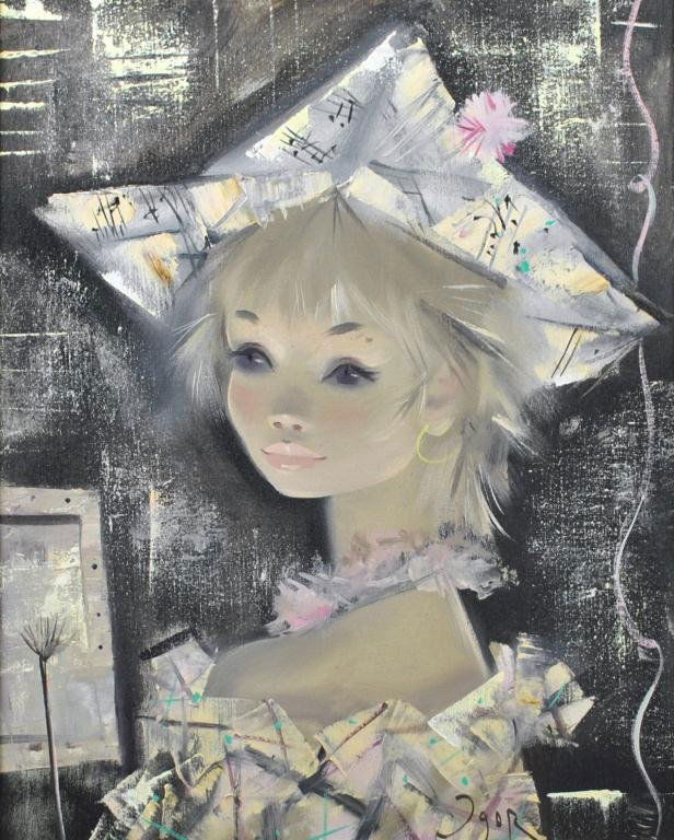 IGOR PANTUHOFF (New York, 1911-1972): "Party Girl", oil on canvas, signed lower right, 20x16in.