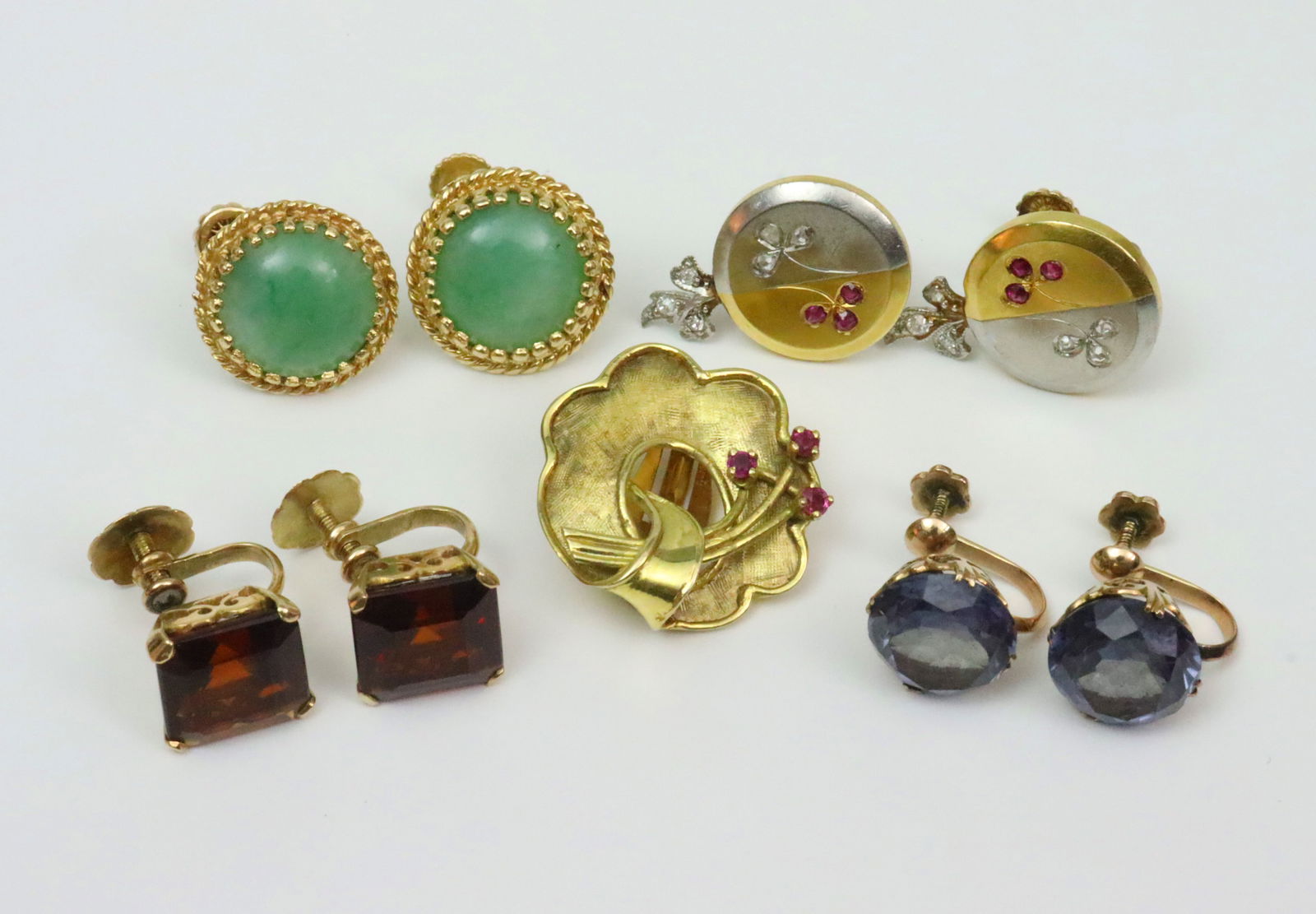 (4) PAIRS GEMSTONE SCREWBACK EARRINGS (1 of 3)