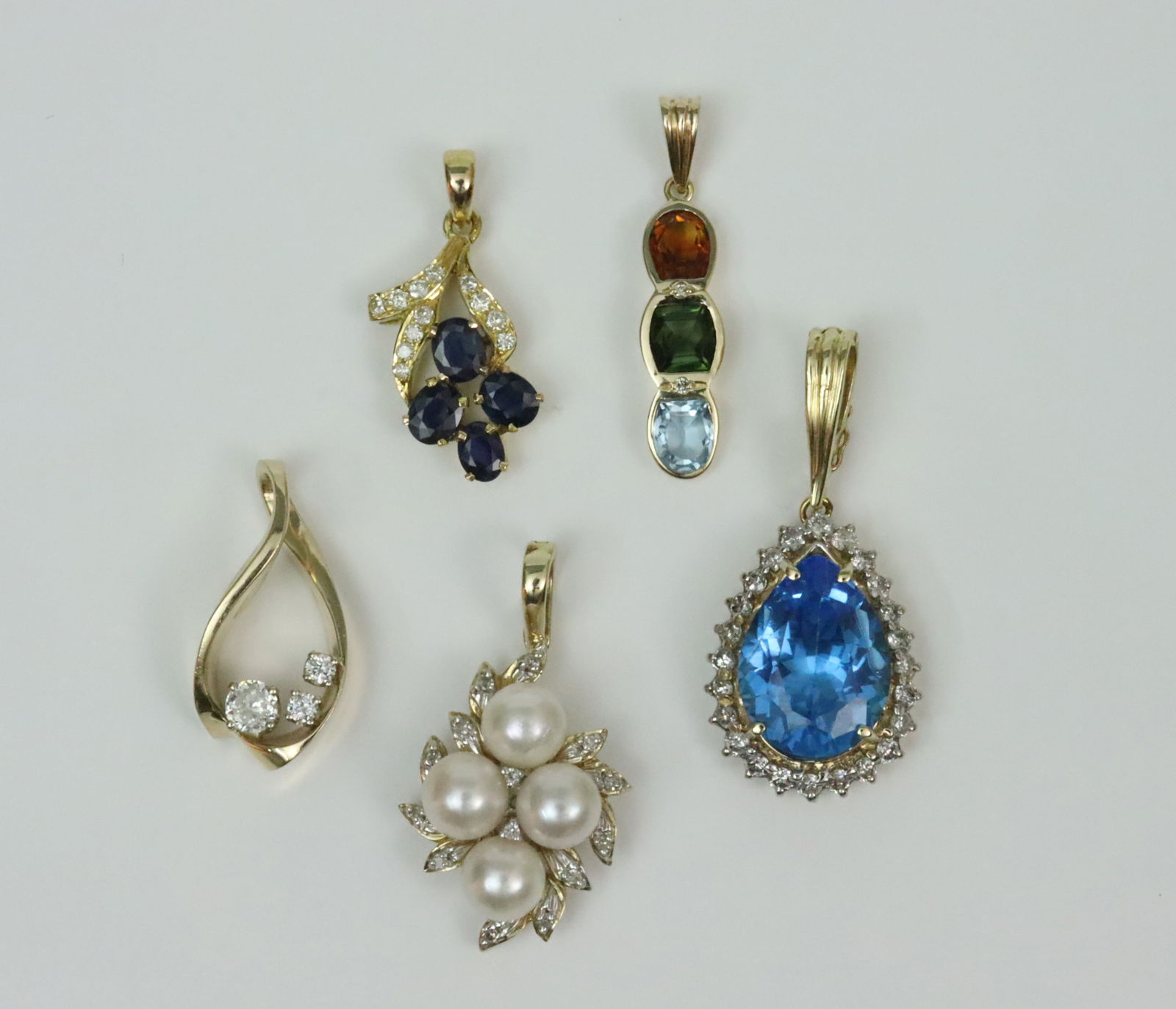 (5) 14K GEMSTONE PENDANTS (1 of 2)