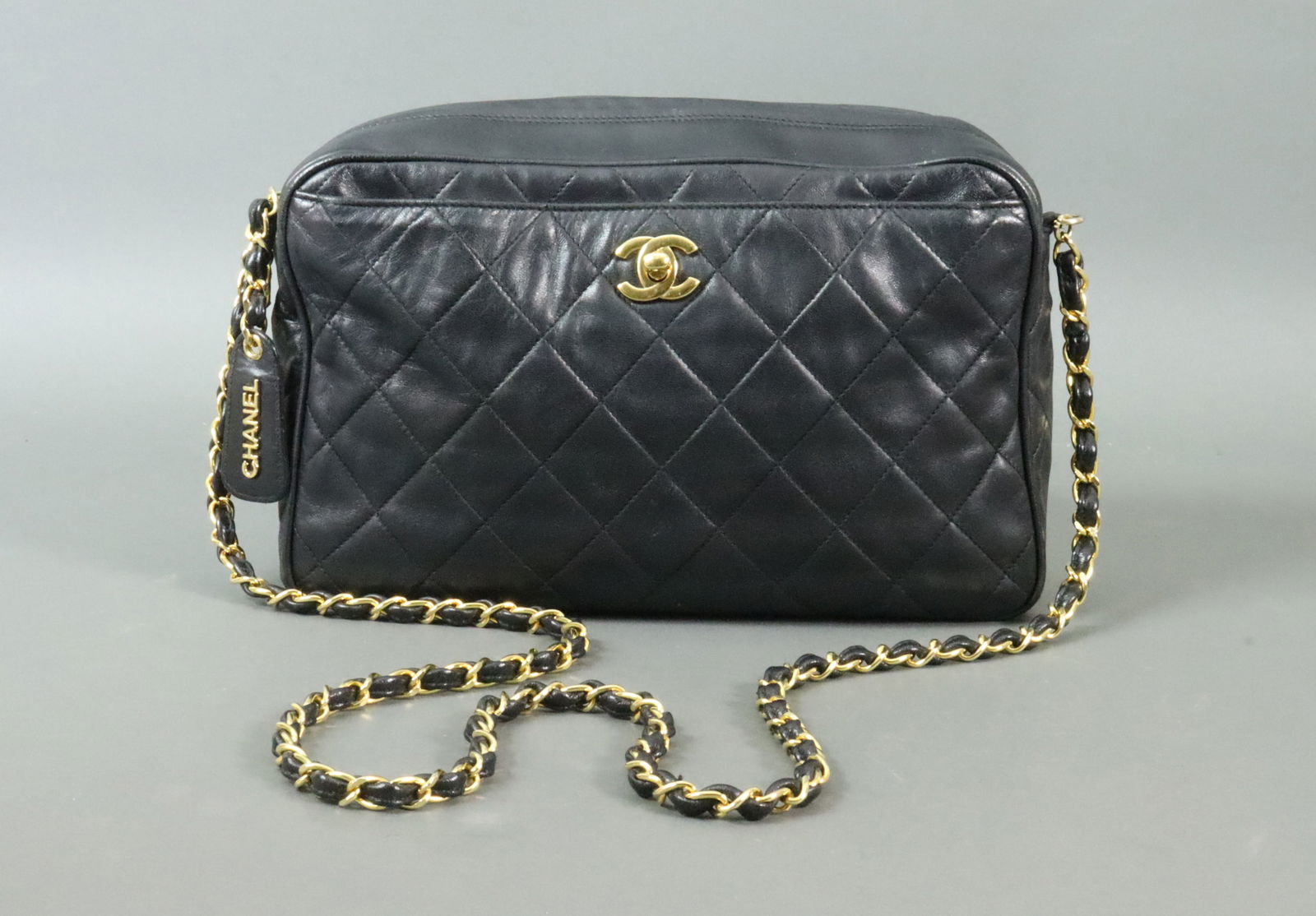 CHANEL BLUE QUILTED LAMBSKIN CAMERA BAG (1 of 6)