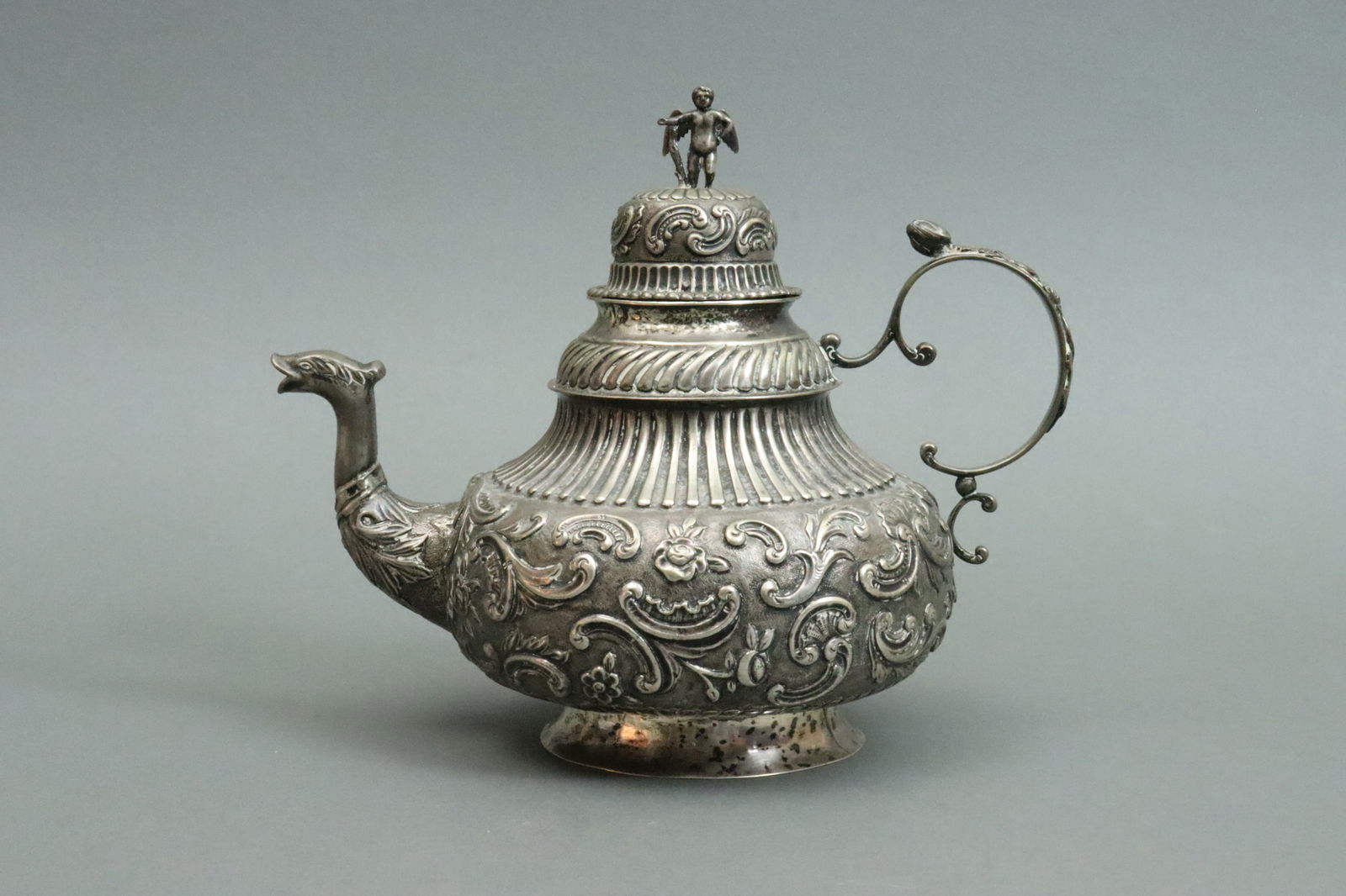 DUTCH REPOUSSE SILVER TEAPOT (1 of 4)
