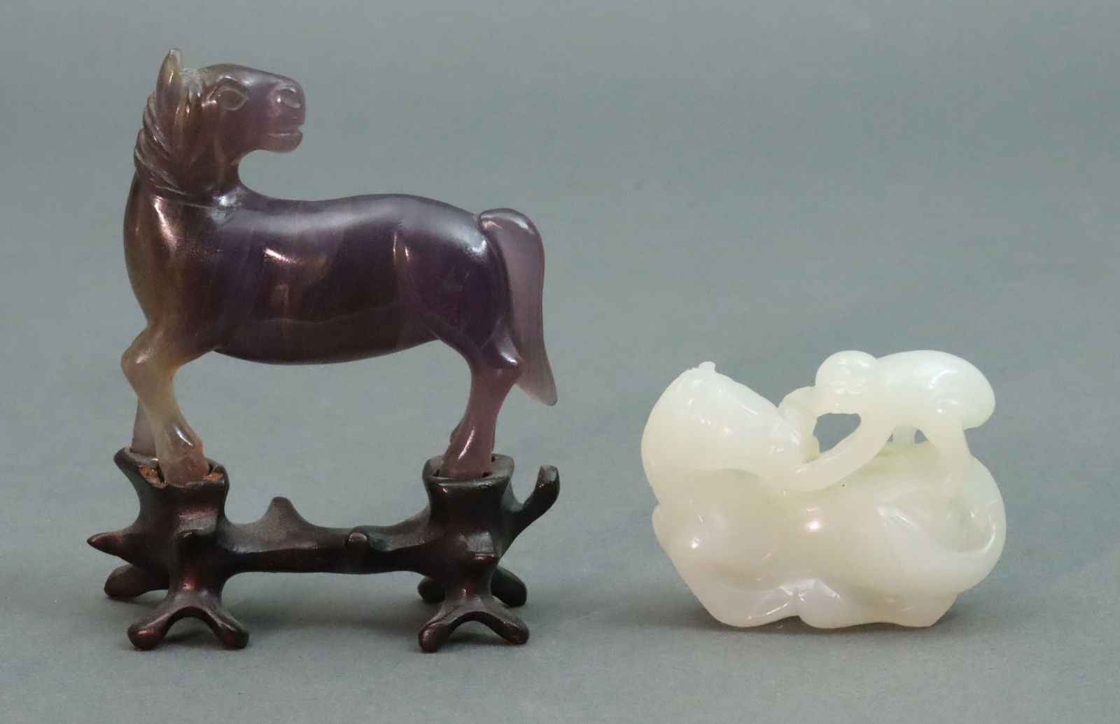 (2) CHINESE CARVED JADE HORSES (1 of 8)