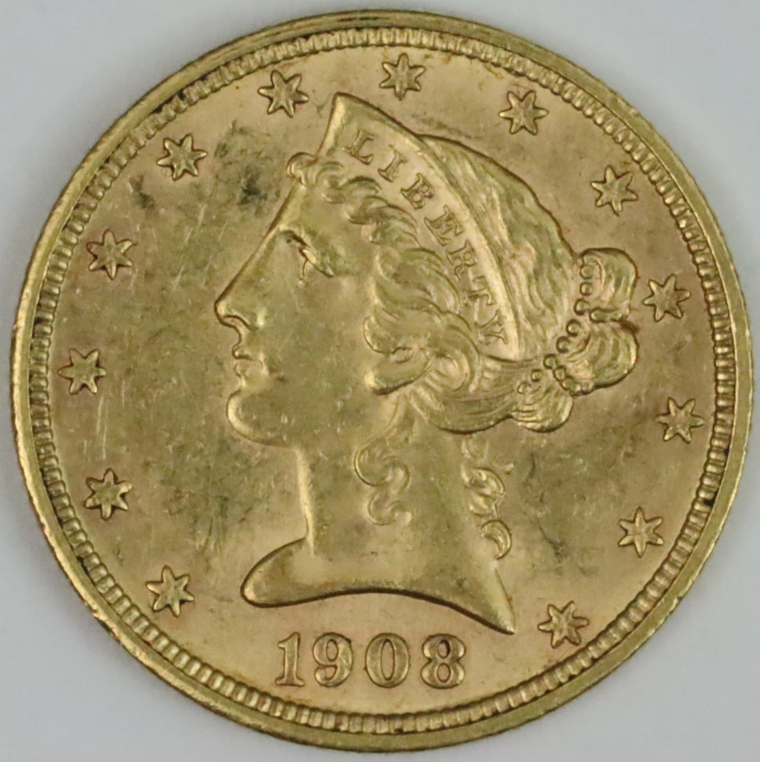 1908 $5 LIBERTY HEAD GOLD COIN (1 of 2)