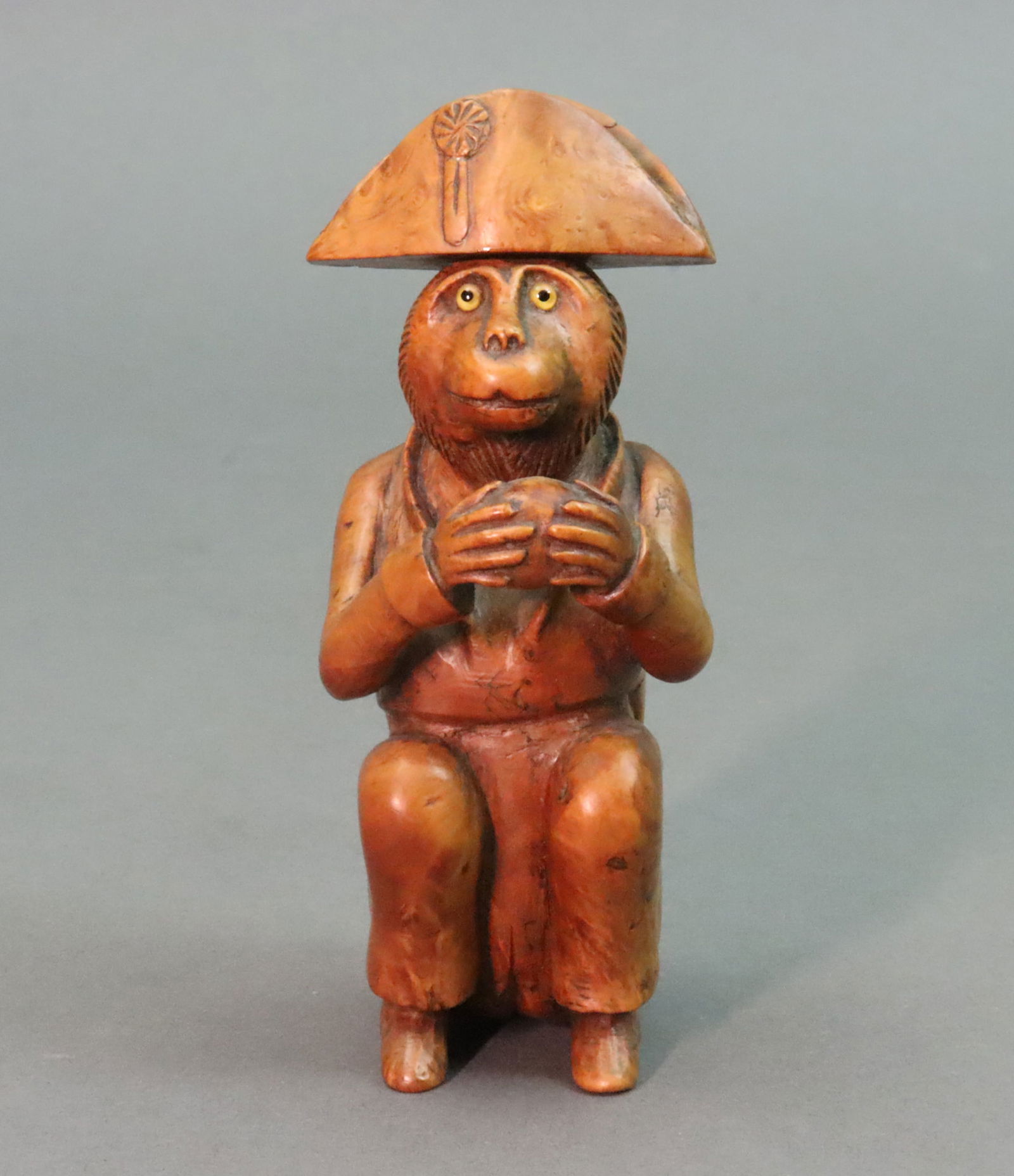 CARVED COQUILLA NUT NAPOLEONIC FIGURE (1 of 5)