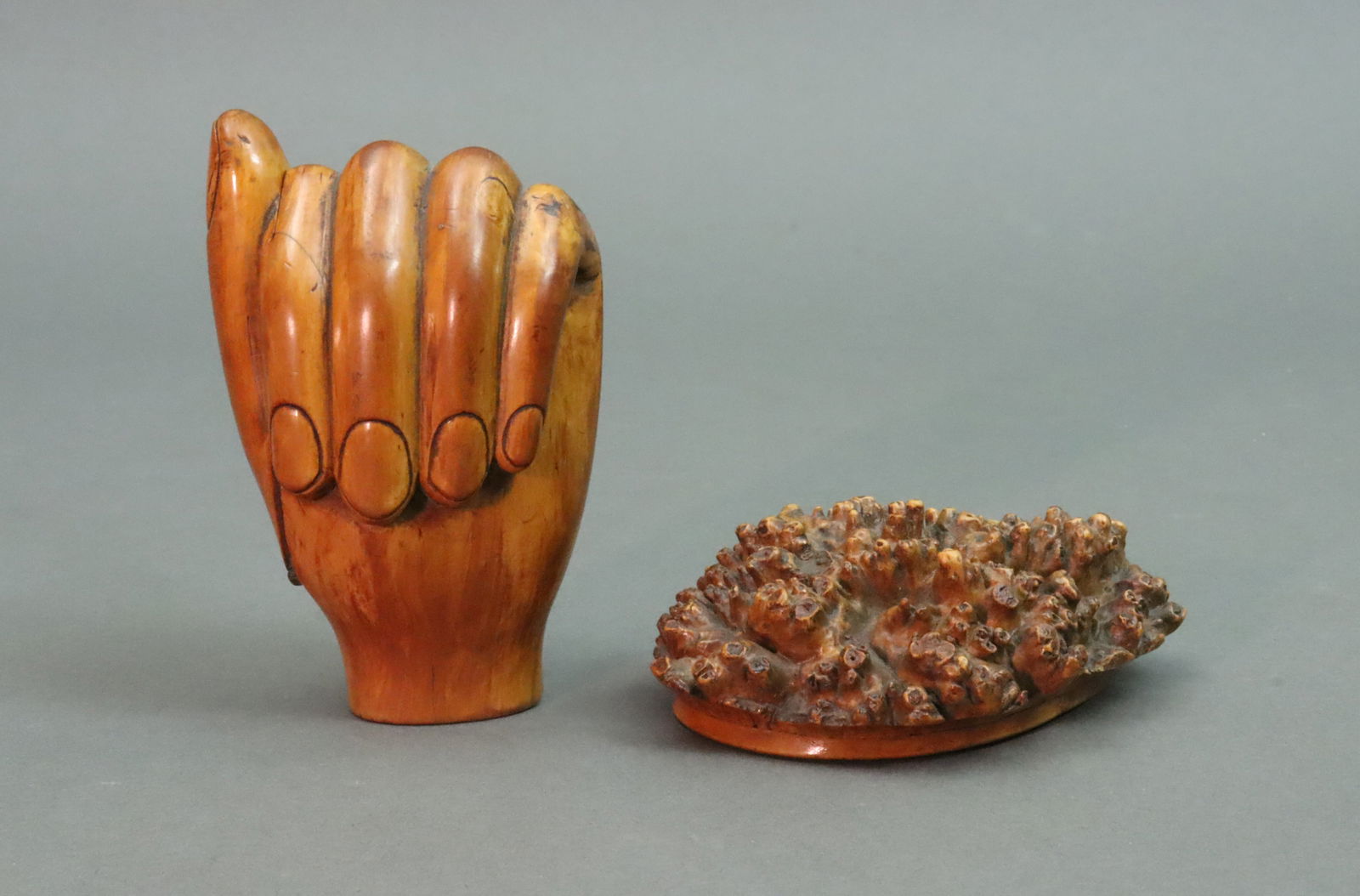 (2) SNUFF BOXES - COQUILLA NUT & MAUCHLINE WARE (1 of 10)