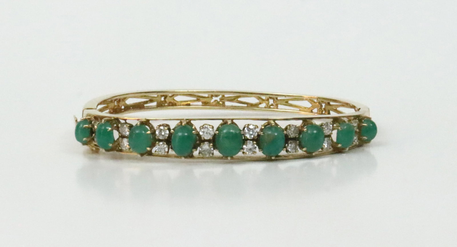 14K EMERALD & DIAMOND FILIGREE BANGLE BY JG JLRY (1 of 6)