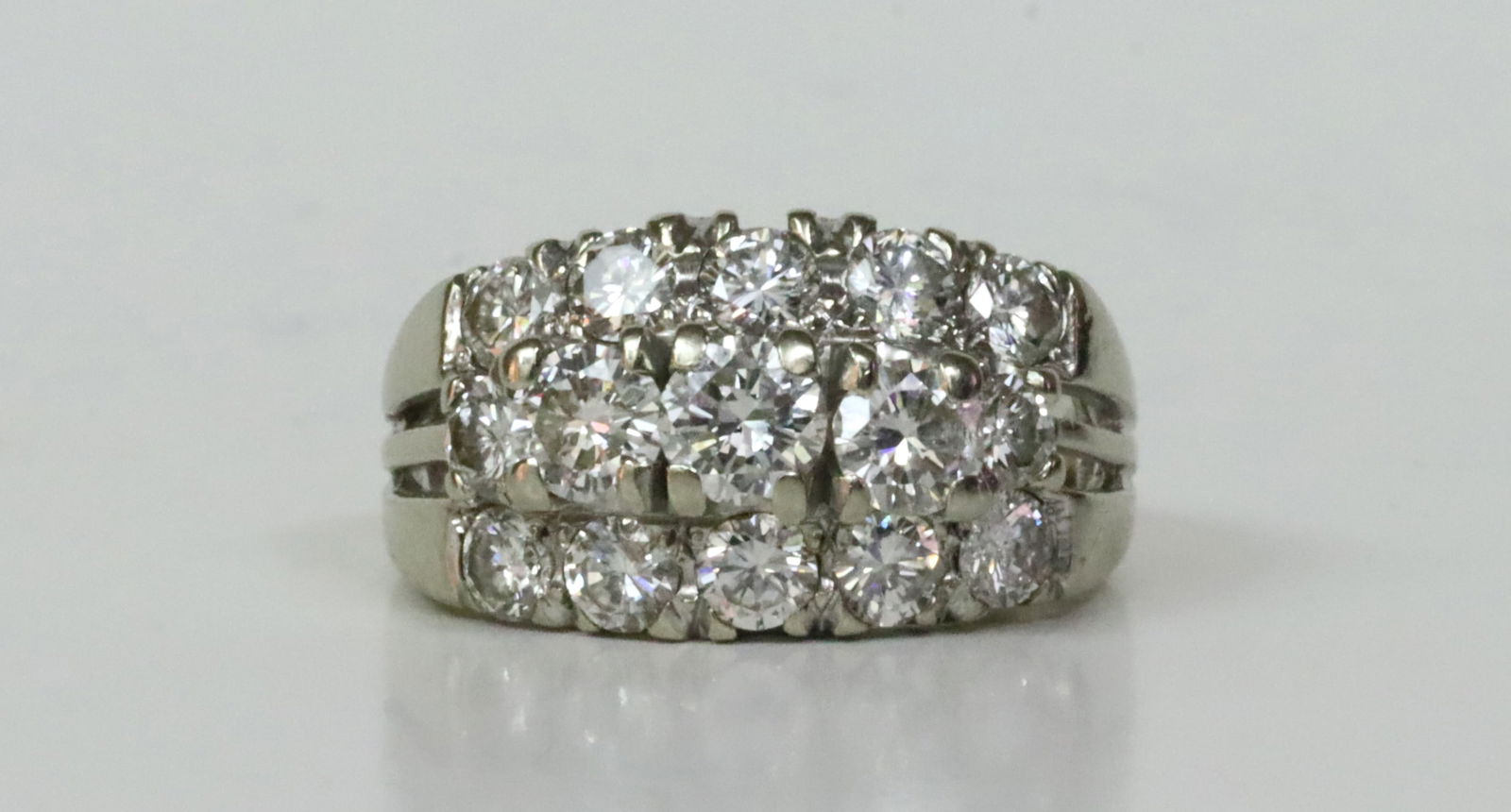 VINTAGE 14K 3-ROW DIAMOND RING, 2.80CTW (1 of 5)