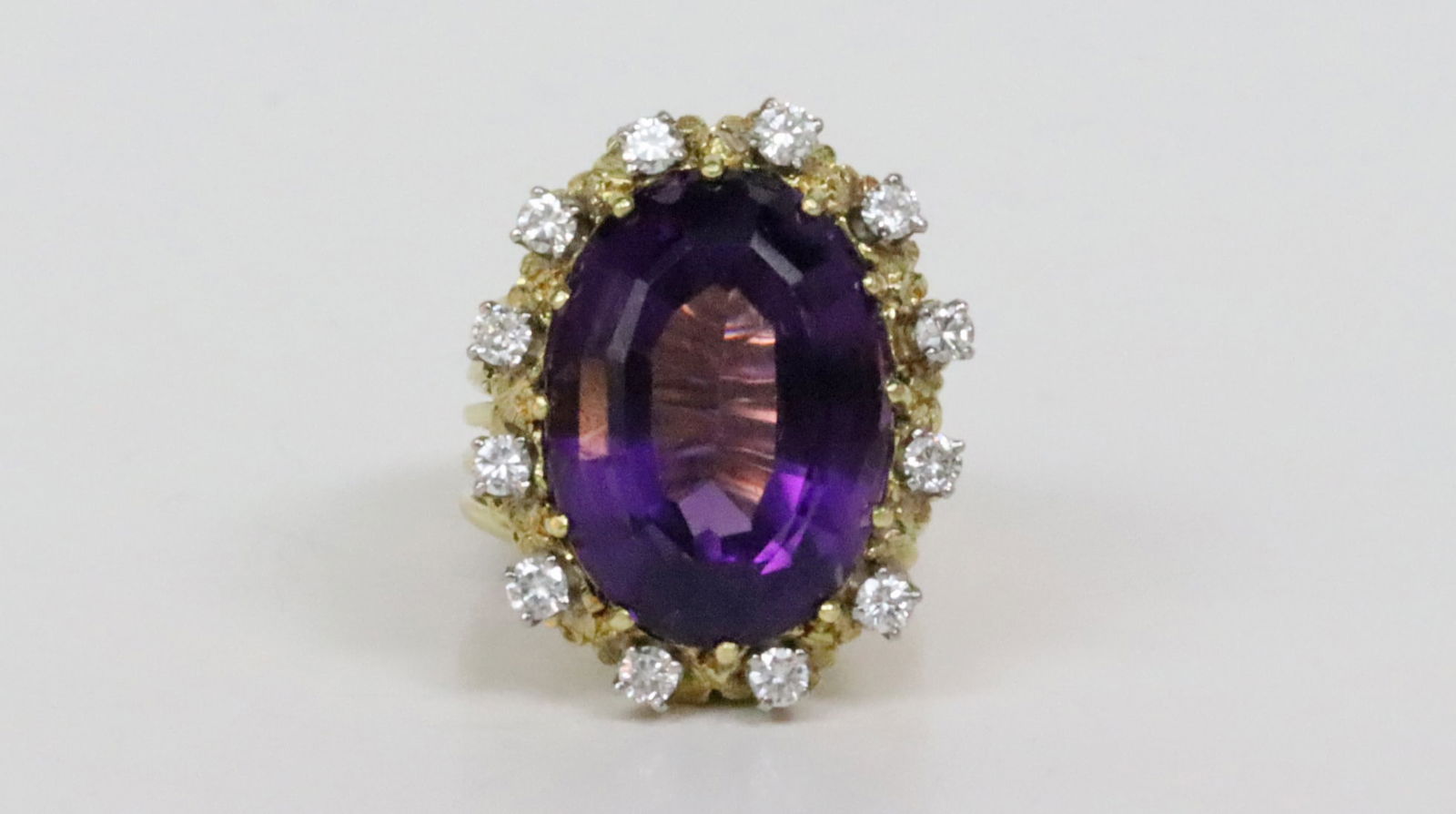 18K AMETHYST & DIAMOND HALO RING (1 of 5)