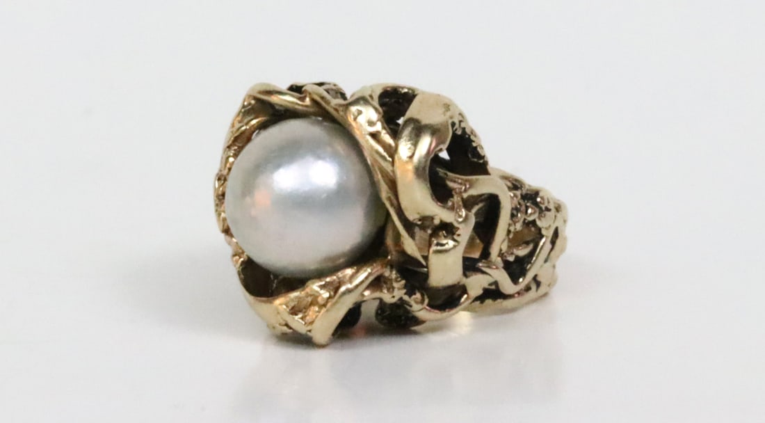 14K GREY BAROQUE PEARL RING (1 of 5)