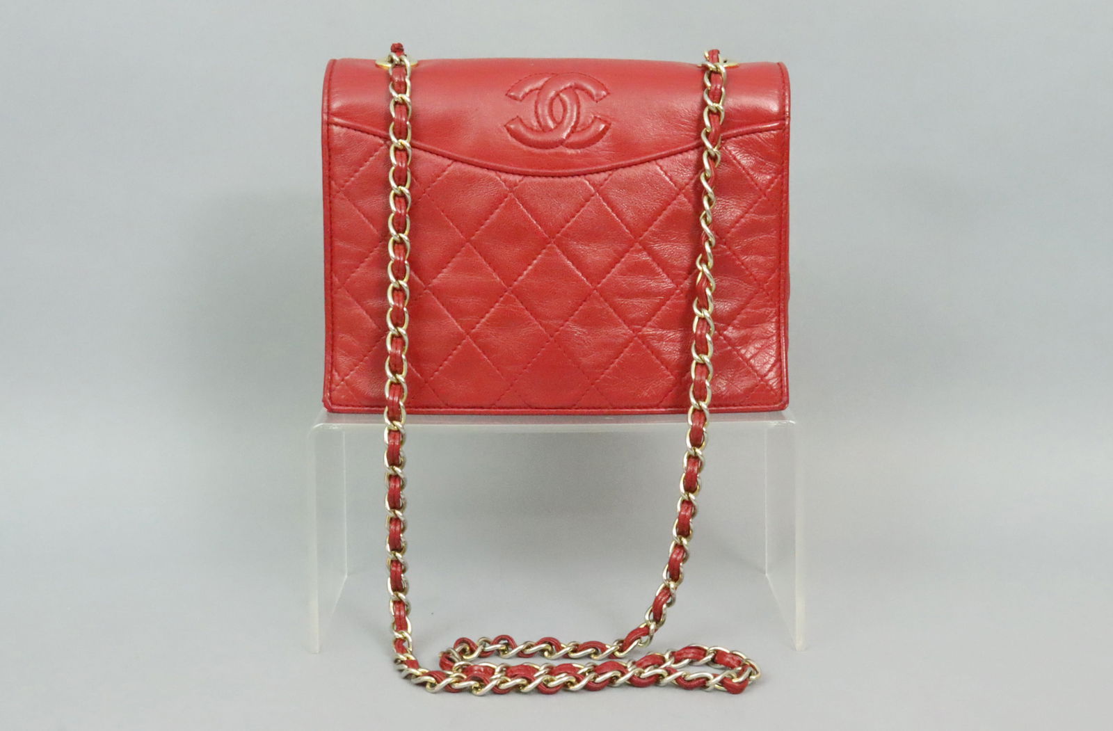 CHANEL RED QUILTED LEATHER FULL FLAP BAG (1 of 7)
