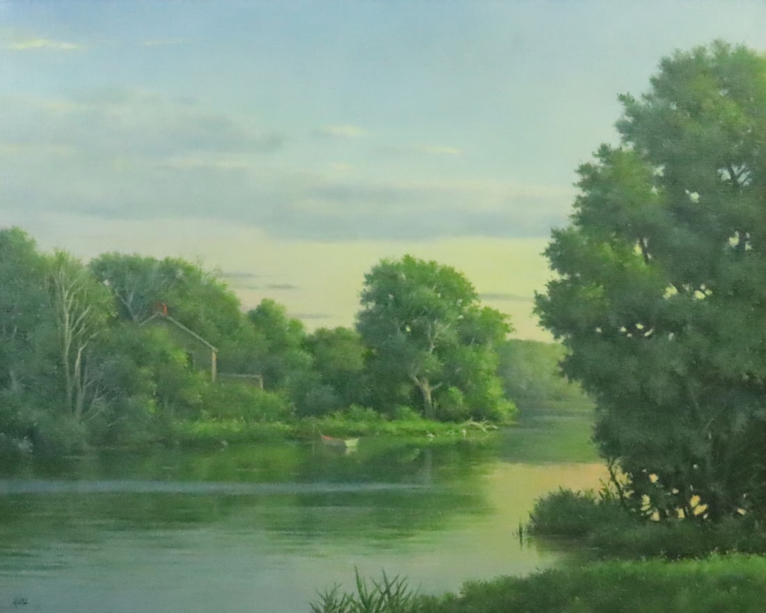 GILBERT RIOU (New Jersey, 1950-2010): Sandwich, Mass, 1998, oil on canvas, signed 'Riou' (lower left), verso canvas signed, titled and dated, UV clean, 24x30in., overall framed 33.5x39.5in.