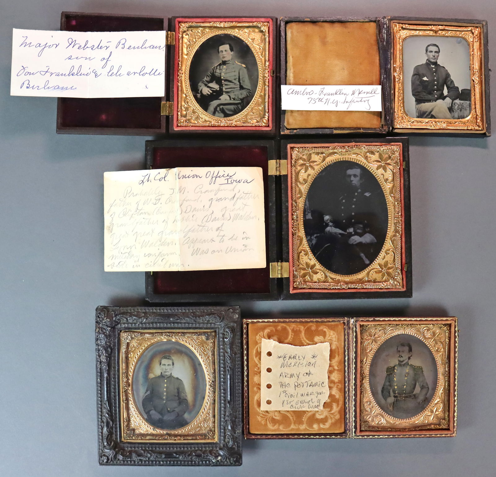 (5) CASED PHOTOS OF CIVIL WAR IDENTIFIED SOLDIERS (1 of 10)