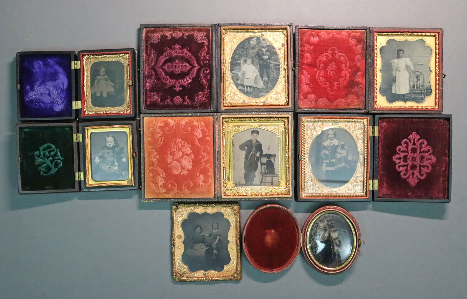 (8) TINTYPES - CHILDREN WITH DOGS (1 of 12)