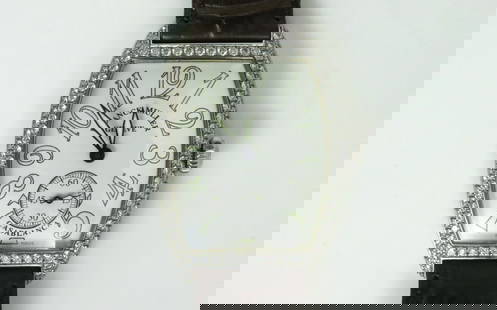 FRANCK MULLER CASABLANCA STAINLESS & DIAMOND WATCH: ref. 7502 S6, 38x29mm case set with 122 round diamonds approx. 1.20ctw, dial stamped 'Franck Muller Geneve Casablanca Swiss Made', phosphorescence numerals and hands, seconds subdial, case back engrav