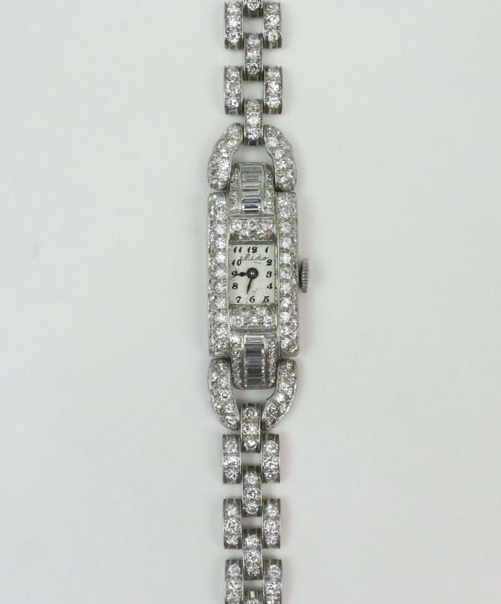LADIES PLATINUM & DIAMOND BRACELET WATCH (1 of 6)