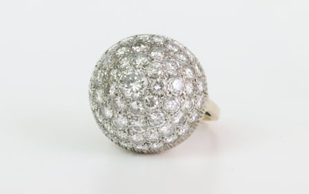 14K RETRO DIAMOND BOULE RING