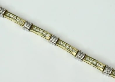 14K BICOLOR CHANNEL-SET DIAMOND BRACELET