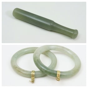 (3) PIECE VINTAGE CARVED JADE GROUP
