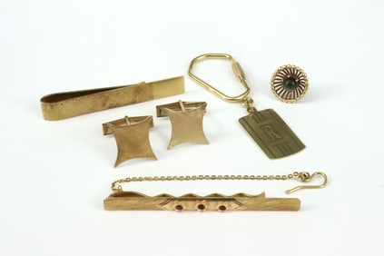 (5) PIECE GENTS GOLD JEWELRY GROUP