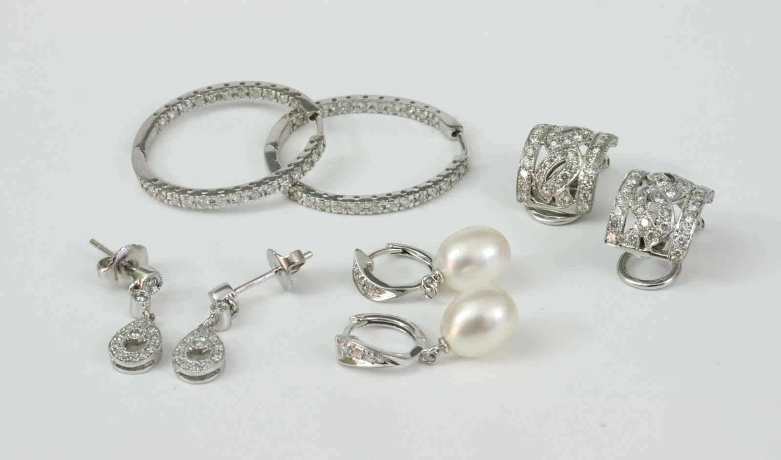 (4) PAIRS 14K DIAMOND MELEE EARRINGS (1 of 2)