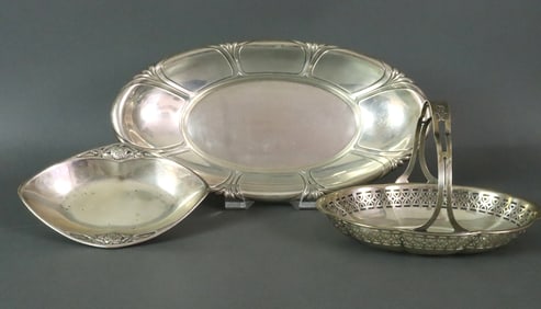 (3) PIECE STERLIING TRAY & BASKET GROUP