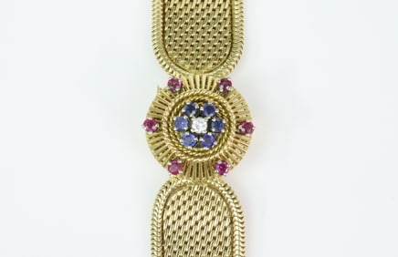 ROLEX 18K & GEMSTONE COVERED BRACELET WATCH