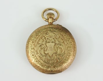 LADIES 18K SWISS OPEN FACE POCKET WATCH