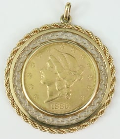 1880-S AMERICAN $20 DOUBLE EAGLE GOLD COIN