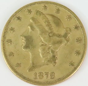 1878-S AMERICAN $20 DOUBLE EAGLE GOLD COIN