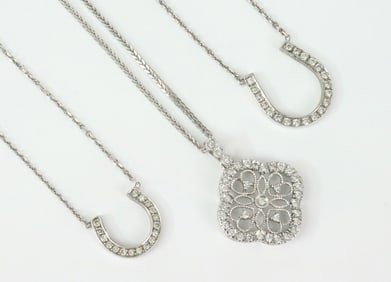 (3) 14K DIAMOND MELEE PENDANT NECKLACES