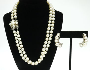 PAIR 14K CULTURED PEARL EARRINGS AND A CHOKER
