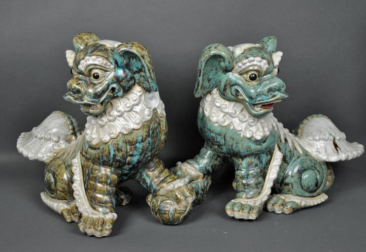 PAIR OF CHINESE CERAMIC FOO DOGS OF LARGE SIZE Mar 07, 2013