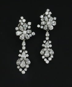 PAIR PLATINUM & DIAMOND CONVERSION EARRINGS