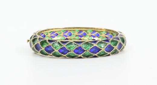 18K ENAMELED BANGLE BRACELET