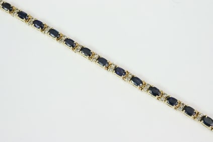 14K SAPPHIRE & DIAMOND TENNIS BRACELET