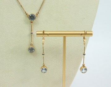 14K AQUAMARINE DEMI-PARURE