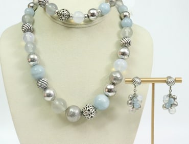 DAVID YURMAN STERLING & GEMSTONE BEADED PARURE